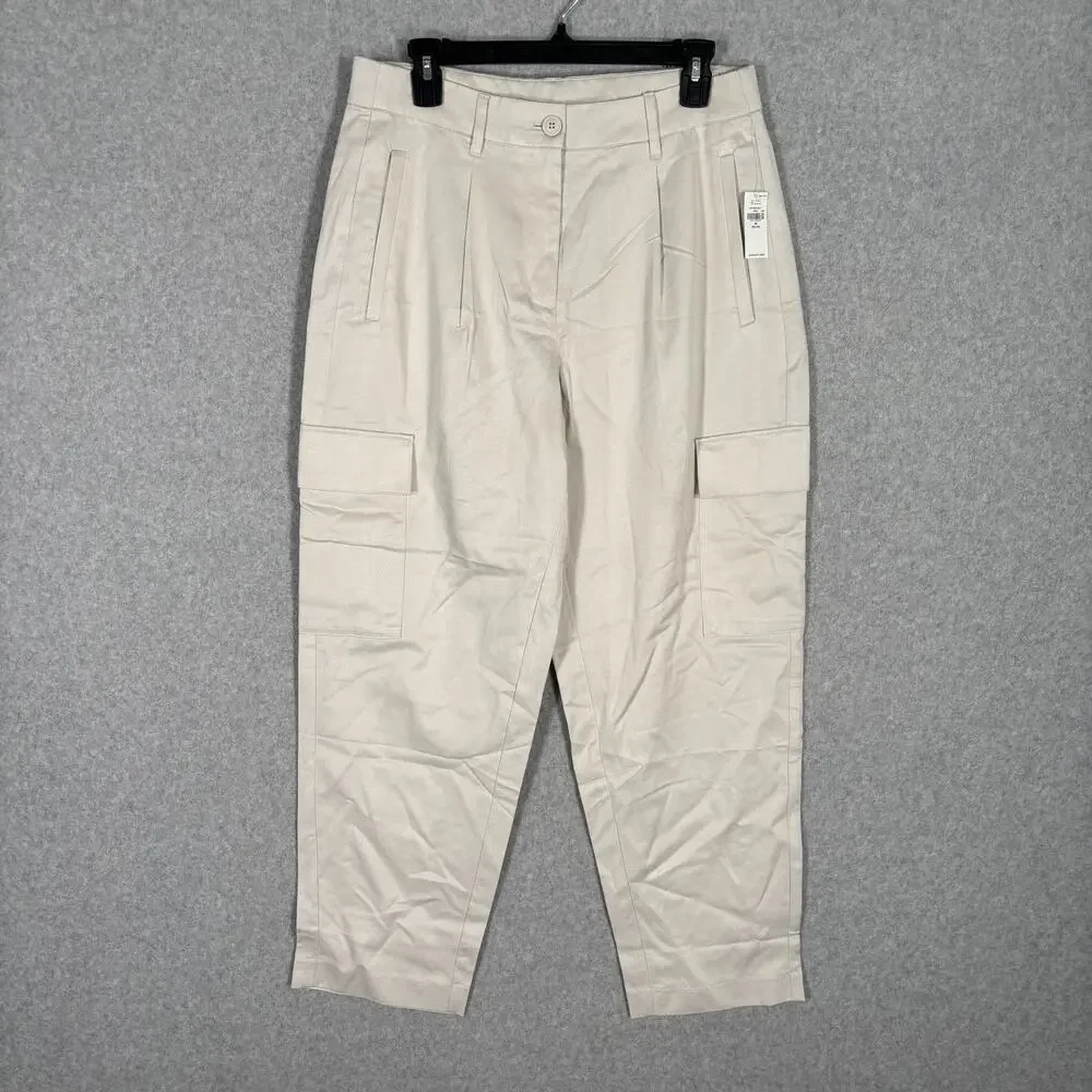 Old Navy Cargo Pants Medium Petite Cream Baggy Trouser Quiet Academia Neutrals‎